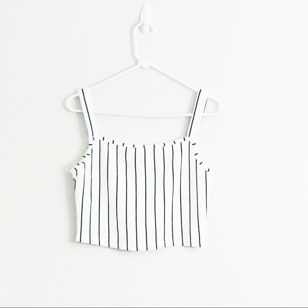 Shein Striped Black and White Crop Top Size Large